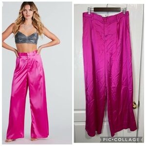 Windsor Power Vibe Satin Wide-Leg Trouser Pants size L